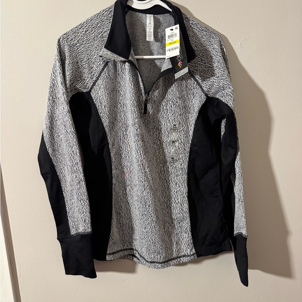 Ideology Black and White Active Quarter-Zip